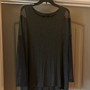 Chic Gray  Sheer Long Sleeve Top